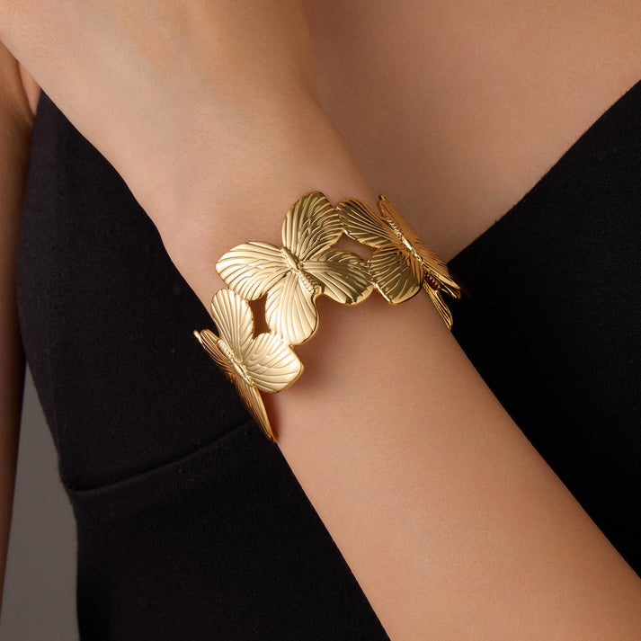 RAIRA Golden Butterfly Handcuff Bracelet For Women's & Girl's