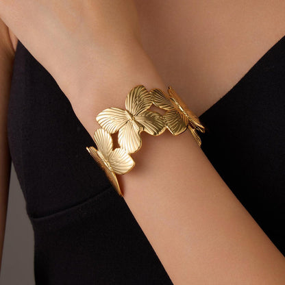 RAIRA Golden Butterfly Handcuff Bracelet For Women's & Girl's