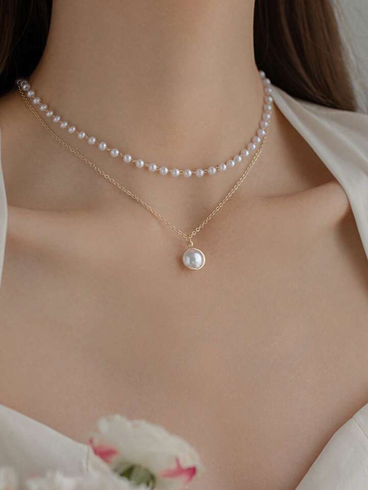 RAIRA Pack Of 2 Charming Gold and Silver Plated Double Layered Pendant Necklace for Women and Girls