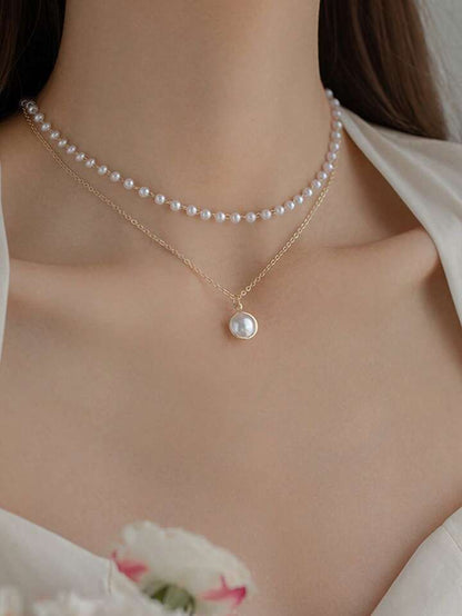 RAIRA Pack Of 2 Charming Gold and Silver Plated Double Layered Pendant Necklace for Women and Girls