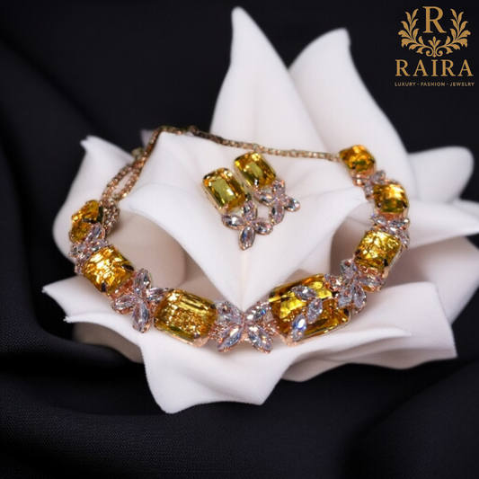 RAIRA Rhodium-Plated American Diamond Stone Studded Jewellery Traditional Style Necklace