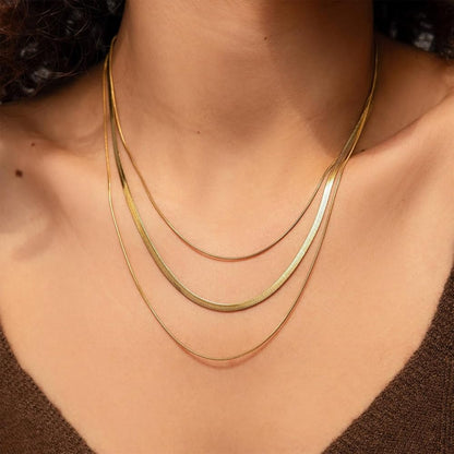 RAIRA Chain Layered Necklace,18K Gold/Silver Plated Snake Chain Long Choker Necklace Dainty Chain gold layered Necklaces for Women Girls trendy Gold Jewelry Gifts