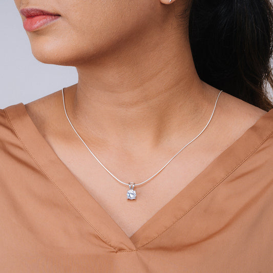 RAIRA Stone Pendant  White Gold Diamond Locket Beautiful Round Shape Certified by for Women & Girls
