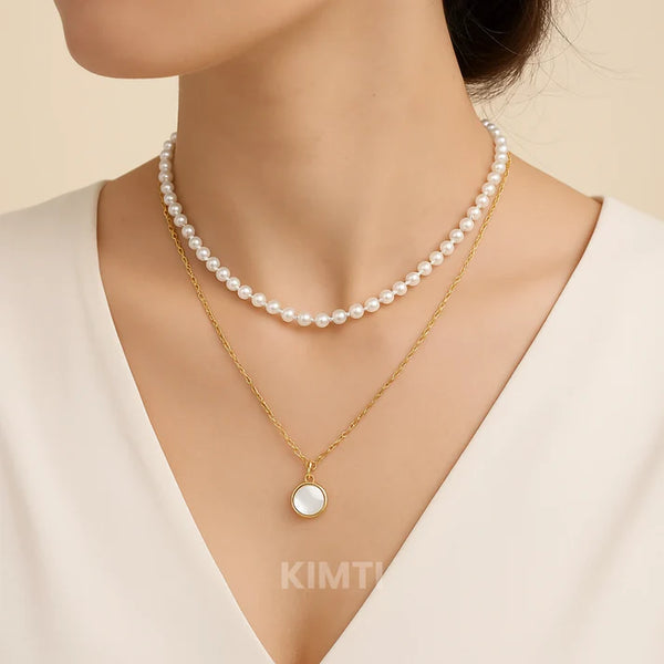 RAIRA Pack Of 2 Charming Gold and Silver Plated Double Layered Pendant Necklace for Women and Girls