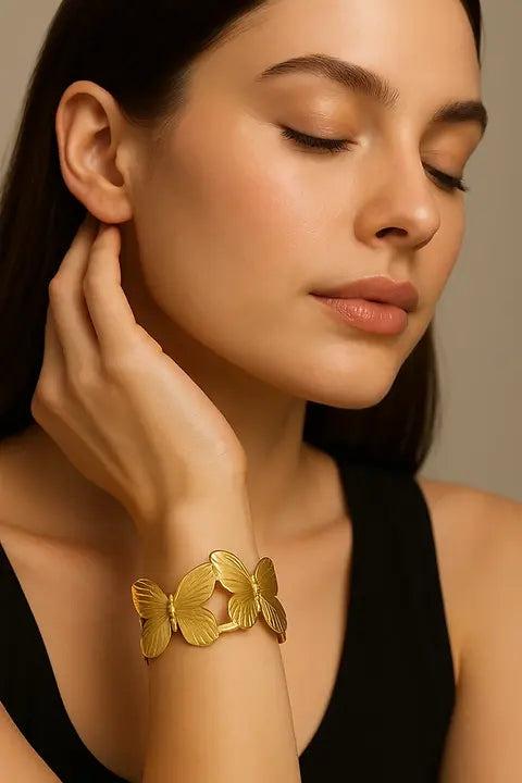 RAIRA Golden Butterfly Handcuff Bracelet For Women's & Girl's