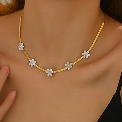 RAIRA  Gold Plated Flower Chain Stainless Steel Tarnish Free Necklace