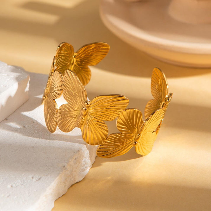 RAIRA Golden Butterfly Handcuff Bracelet For Women's & Girl's