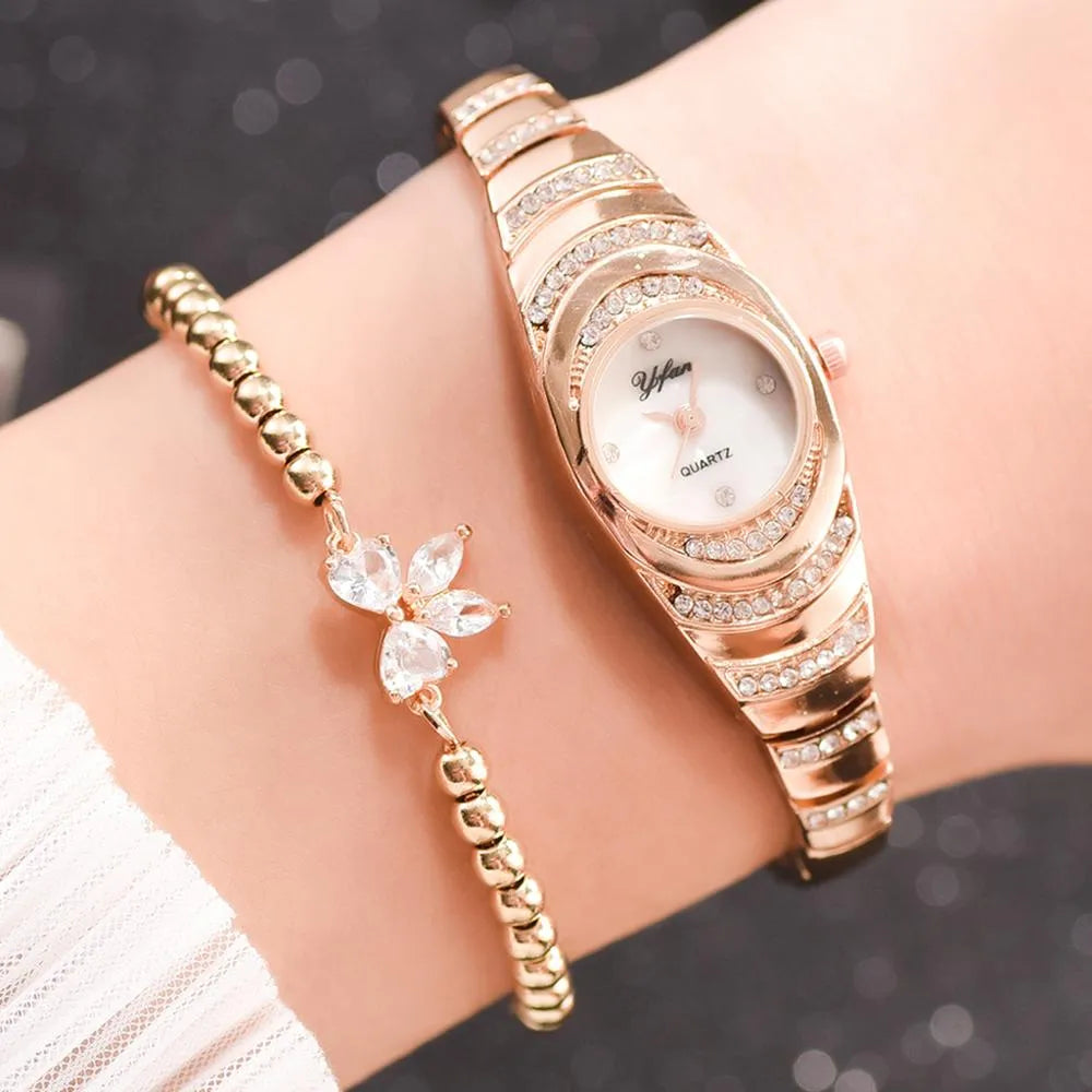 RAIRA Fashion Women Watch Delicate Rhinestone, Gold Rose Gold Luxury Ladies Wrist Watch