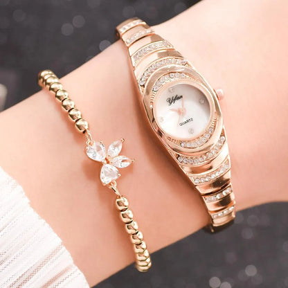 RAIRA Fashion Women Watch Delicate Rhinestone, Gold Rose Gold Luxury Ladies Wrist Watch