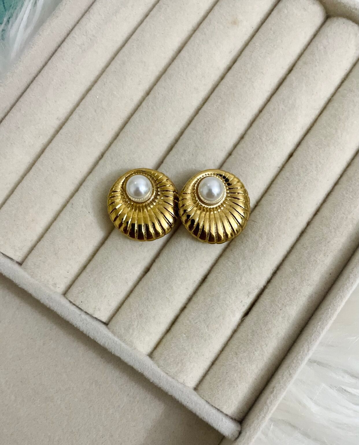 RAIRA Echo Pearl Earrings For Women-Girls Trending 14k Gold Plated