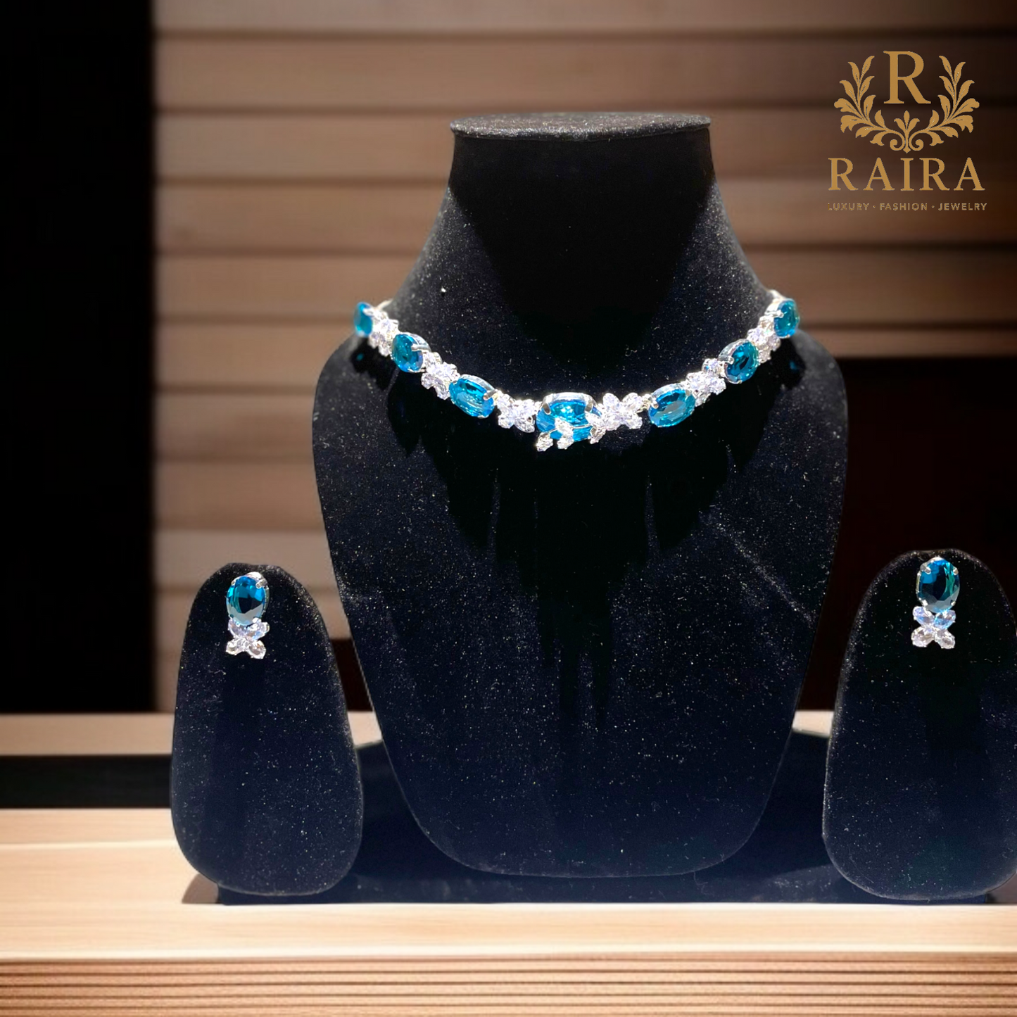 RAIRA Rhodium-Plated American Diamond Stone Studded Jewellery Traditional Style Necklace