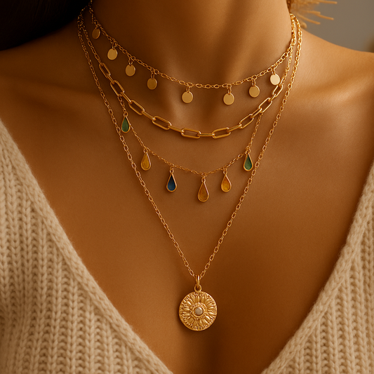 RAIRA Artificial Layered Necklace (Golden)