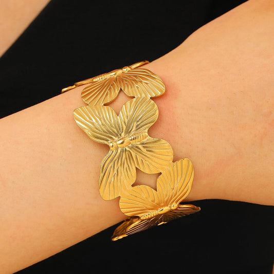 RAIRA Golden Butterfly Handcuff Bracelet For Women's & Girl's