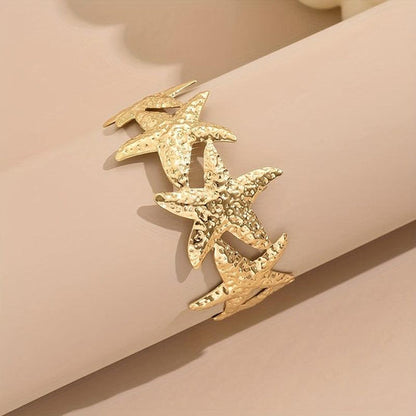 RAIRA Golden Tone Starfish Open Cuff Bracelet for Women & Girl's