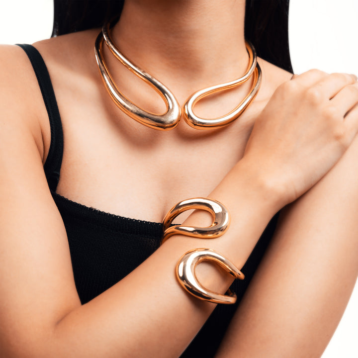 RAIRA 18K Gold-Plated Stainless Steel Water-Resistant Demi-Fine Cuff Bracelet