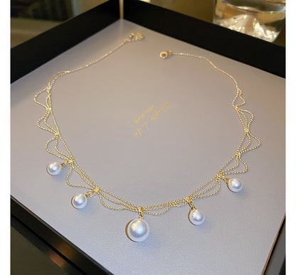 RAIRA Pearl Choker Vintage Style Necklace Golden Plated Chain For Women & Girl's