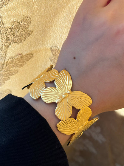 RAIRA Golden Butterfly Handcuff Bracelet For Women's & Girl's