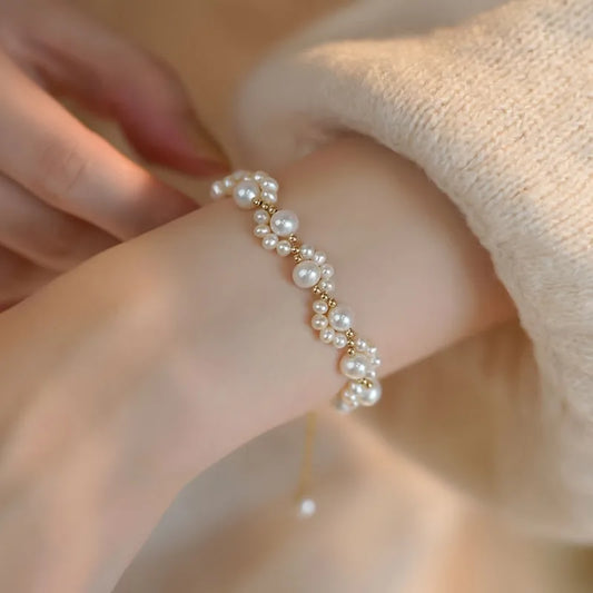 RAIRA Elegant Pearl Imitation Pearl Bracelets, Heart Woven Pearl Bracelet, Send ~ Hand String Hand Decoration Girlfriends