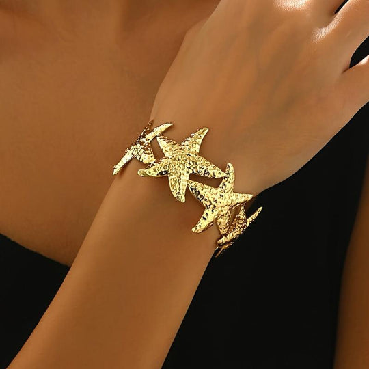 RAIRA Golden Tone Starfish Open Cuff Bracelet for Women & Girl's