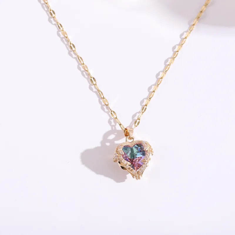 RAIRA 18K Gold Plated Colorful Crystal Diamond Ocean Heart Angel Wings Pendant Women Fashion Jewelry Necklaces