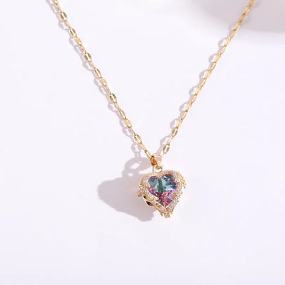 RAIRA 18K Gold Plated Colorful Crystal Diamond Ocean Heart Angel Wings Pendant Women Fashion Jewelry Necklaces
