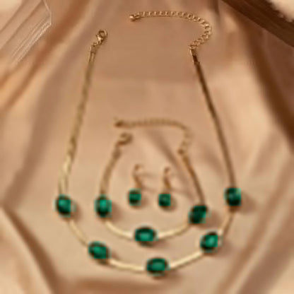 RAIRA Round Gemstone Jewellery Set Necklace Bracelet Earrings Snake Chain Women's Jewellery Elegant Classic