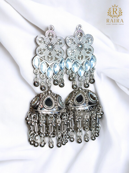 RAIRA Traditional Indian Gold Plated yellow Polki , Crystal Studded Jhumka Earring For Women & girls