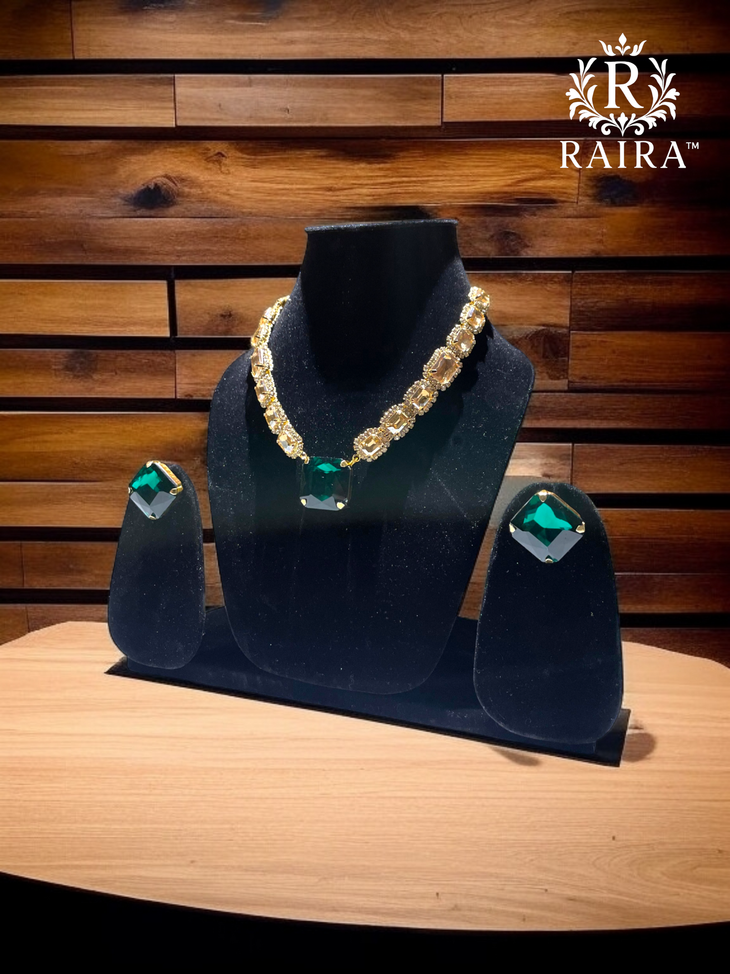 RAIRA Rhodium-Plated AD Studded Jewellery Set, Party wear Traditional Style Necklace