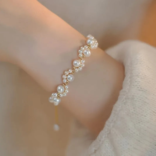 RAIRA Elegant Pearl Imitation Pearl Bracelets, Heart Woven Pearl Bracelet, Send ~ Hand String Hand Decoration Girlfriends