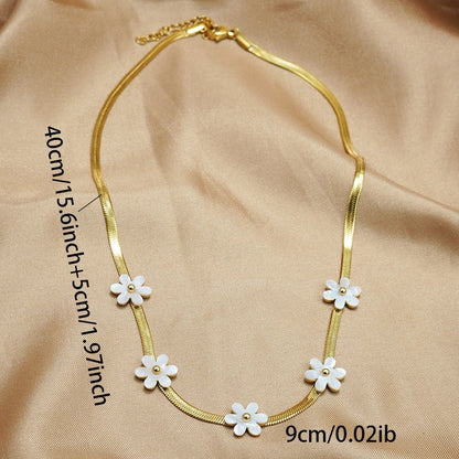 RAIRA  Gold Plated Flower Chain Stainless Steel Tarnish Free Necklace