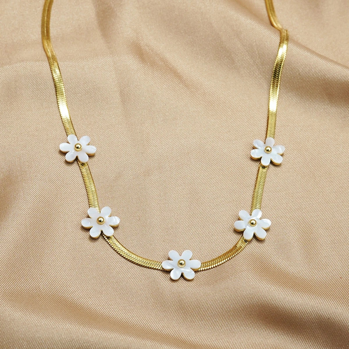 RAIRA  Gold Plated Flower Chain Stainless Steel Tarnish Free Necklace