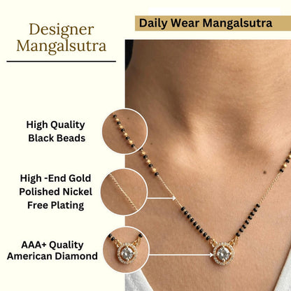 RAIRA Minimal Daily Wear Fancy Brass Mangalsutra & Solitaire Diamond mangalsutra