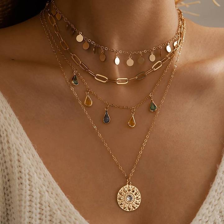 RAIRA Artificial Layered Necklace (Golden)