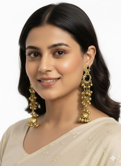 Kashmiri Jhumka Long Earrings